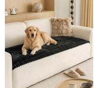 LiveGo Milk Velvet Sofa Cover - Washable Pet-Friendly Couch Cover, Non-Slip Fuzzy Sofa Protector for 2/3/4 Seater, Soft Dog-Resistant Furniture Cover for Living Room (Black E, 70 * 150cm)