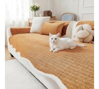 LiveGo Milk Velvet Sofa Cover - Washable Pet-Friendly Couch Cover, Non-Slip Fuzzy Sofa Protector for 2/3/4 Seater, Soft Dog-Resistant Furniture Cover for Living Room (Orange A, 90 * 180cm)