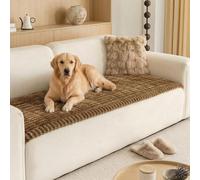 LiveGo Milk Velvet Sofa Cover - Washable Pet-Friendly Couch Cover, Non-Slip Fuzzy Sofa Protector for 2/3/4 Seater, Soft Dog-Resistant Furniture Cover for Living Room (Brown E, 70 * 150cm)