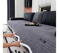 LiveGo Milk Velvet Sofa Cover - Washable Pet-Friendly Couch Cover, Non-Slip Fuzzy Sofa Protector for 2/3/4 Seater, Soft Dog-Resistant Furniture Cover for Living Room (Dark Gray A, 90 * 160cm)