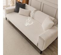 LiveGo Milk Velvet Sofa Cover - Washable Pet-Friendly Couch Cover, Non-Slip Fuzzy Sofa Protector for 2/3/4 Seater, Soft Dog-Resistant Furniture Cover for Living Room (Off-white F, 70 * 70cm)