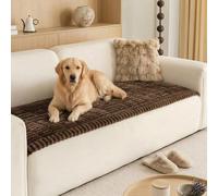 LiveGo Milk Velvet Sofa Cover - Washable Pet-Friendly Couch Cover, Non-Slip Fuzzy Sofa Protector for 2/3/4 Seater, Soft Dog-Resistant Furniture Cover for Living Room (Dark Coffee E, 70 * 180cm)