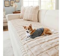 LiveGo Milk Velvet Sofa Cover - Washable Pet-Friendly Couch Cover, Non-Slip Fuzzy Sofa Protector for 2/3/4 Seater, Soft Dog-Resistant Furniture Cover for Living Room (Light brown, 70 * 210cm)