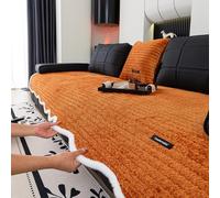 LiveGo Milk Velvet Sofa Cover - Washable Pet-Friendly Couch Cover, Non-Slip Fuzzy Sofa Protector for 2/3/4 Seater, Soft Dog-Resistant Furniture Cover for Living Room (Orange A, 90 * 160cm)