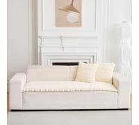 LiveGo Milk Velvet Sofa Cover - Washable Pet-Friendly Couch Cover, Non-Slip Fuzzy Sofa Protector for 2/3/4 Seater, Soft Dog-Resistant Furniture Cover for Living Room (Beige D, 70 * 180cm)