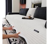 LiveGo Milk Velvet Sofa Cover - Washable Pet-Friendly Couch Cover, Non-Slip Fuzzy Sofa Protector for 2/3/4 Seater, Soft Dog-Resistant Furniture Cover for Living Room (Off-White A, 90 * 180cm)