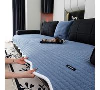 LiveGo Milk Velvet Sofa Cover - Washable Pet-Friendly Couch Cover, Non-Slip Fuzzy Sofa Protector for 2/3/4 Seater, Soft Dog-Resistant Furniture Cover for Living Room (Ocean Blue A, 90 * 160cm)