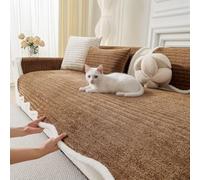 LiveGo Milk Velvet Sofa Cover - Washable Pet-Friendly Couch Cover, Non-Slip Fuzzy Sofa Protector for 2/3/4 Seater, Soft Dog-Resistant Furniture Cover for Living Room (Coffee A, 70 * 150cm)