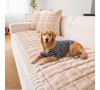 LiveGo Milk Velvet Sofa Cover - Washable Pet-Friendly Couch Cover, Non-Slip Fuzzy Sofa Protector for 2/3/4 Seater, Soft Dog-Resistant Furniture Cover for Living Room (Light brown, 70 * 180cm)