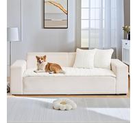 LiveGo Milk Velvet Sofa Cover - Washable Pet-Friendly Couch Cover, Non-Slip Fuzzy Sofa Protector for 2/3/4 Seater, Soft Dog-Resistant Furniture Cover for Living Room (Off-White C, 70 * 210cm)