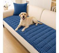 LiveGo Milk Velvet Sofa Cover - Washable Pet-Friendly Couch Cover, Non-Slip Fuzzy Sofa Protector for 2/3/4 Seater, Soft Dog-Resistant Furniture Cover for Living Room (Navy Blue E, 70 * 180cm)