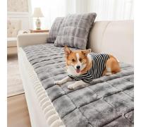 LiveGo Milk Velvet Sofa Cover - Washable Pet-Friendly Couch Cover, Non-Slip Fuzzy Sofa Protector for 2/3/4 Seater, Soft Dog-Resistant Furniture Cover for Living Room (Dark gray, 70 * 150cm)