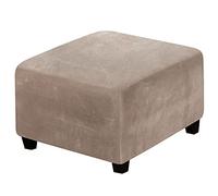 LiveGo Ottoman Cover, Footstool Cover, Ottoman Slipcovers Rectangle,Velvet Chair Cover Protector for Living Room Soft Touch Elastic Detachable Stool Cover Slipcovers (Brown-2, Medium)