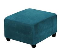 LiveGo Ottoman Cover, Footstool Cover, Ottoman Slipcovers Rectangle,Velvet Chair Cover Protector for Living Room Soft Touch Elastic Detachable Stool Cover Slipcovers (Deepwater Blue, Medium)