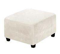 LiveGo Ottoman Cover, Footstool Cover, Ottoman Slipcovers Rectangle,Velvet Chair Cover Protector for Living Room Soft Touch Elastic Detachable Stool Cover Slipcovers (Beige, Medium)