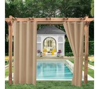 LiveGo Outdoor Curtains for Garden Patio Gazebo Pergola,Waterproof,Windproof,Blackout Thermal Insulated Double Grommet(Top and Bottom) Outdoor Curtains for Garden Patio Door(1 Panel,52"*84",Beige)