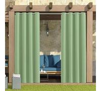 LiveGo Outdoor Curtains for Garden Patio Gazebo Pergola,Waterproof,Windproof,Blackout Thermal Insulated Double Grommet(Top and Bottom) Outdoor Curtains for Garden Patio Door