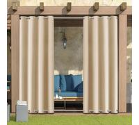 LiveGo Outdoor Curtains for Garden Patio Gazebo Pergola,Waterproof,Windproof,Blackout Thermal Insulated Double Grommet(Top and Bottom) Outdoor Curtains for Garden Patio Door(2 Panel,52"*94",Beige)