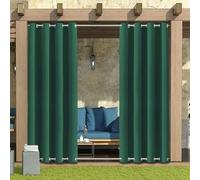 LiveGo Outdoor Curtains Garden Patio Gazebo Pergola,Waterproof,Windproof,Blackout Thermal Insulated (Top and Bottom) Double Grommet Outdoor Curtains for Garden Patio Door(2 Panels W52*L94,Green)