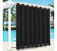 LiveGo Outdoor Curtains Waterproof with Grommet (Top and Bottom), 1 Panels Privacy & UV Protection Windproof Curtain for Porch, Pergola, Garden, Backyard (1 Panel,100"*84",Black)