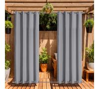 LiveGo Outdoor Curtains Waterproof with Grommet (Top and Bottom), 2 Panels Privacy & UV Protection Windproof Curtain for Porch, Pergola, Garden, Backyard (Light gray, 140 * 244cm)