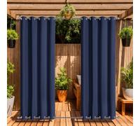LiveGo Outdoor Curtains Waterproof with Grommet (Top and Bottom), 2 Panels Privacy & UV Protection Windproof Curtain for Porch, Pergola, Garden, Backyard (Navy blue, 140 * 213cm)