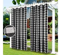 LiveGo Outdoor Patio Curtain, Blackout Waterproof Curtain, Thermal Insulated Outdoor Garden Curtain for Porch/Pergola/Yard/Sliding Door/Arbor (1 Panels, 52" W x 84" L, Black+White)