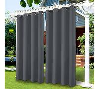 LiveGo Outdoor Patio Curtains, Blackout Waterproof Curtains Thermal Insulated Outdoor Garden Curtains for Porch/Pergola/Yard/Sliding Door/Arbor (Dark Grey, 52 * 84inch)