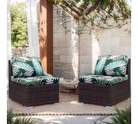 LiveGo Outdoor Patio Cushion Covers, Washable Replacement Slipcovers for Outdoor Sofa & Couch Cushions, Soft & Durable Seat Protectors for Patio Furniture (2, Green Forest)