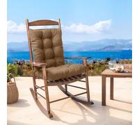 LiveGo Patio Rocking Chair Cushion,Waterproof Non-Slip High Patio Cushions,High Back Thick Padding for Rocking/Chaise Lounge, UV Resistant & Quick Dry for Garden/Poolside (Khaki, 2 Piece Set)