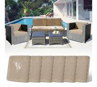 LiveGo Patio Stretch Sofa Cushion Cover Outdoor Cushion Cover Replacement Patio Furniture Cushions Couch Slipcovers Chair Seat Cover Soft Flexibility Protector (6, Khaki)