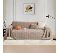 LiveGo Rabbit Plush Fleece & Chenille Sofa Cover for 3 Seater, Soft Non-Slip Slipcover, All-Season Washable Couch Protector for Dogs, Decorative Futon & L Shaped Sofa Cover (Pumpkin Khaki, 180×300 cm)