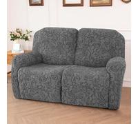 LiveGo Recliner Covers, Stretch Reclining Chair Covers, Recliner Sofa Slipcovers Stripe Jacquard Recliner Couch Covers Furniture Protector Covers for Pet Kid (Dark gray, 2 Seater)