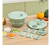 LiveGo Salad Spinner Large, 3 in 1 Vegetable and Fruit Washing Bowl with Strainer, Lettuce Spinner with 5 Blades Slicer, Egg Yolk Strainer, Salad Bowl for Efficient Salad Preparation