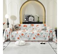 LiveGo Sofa Cover for 3 Seater, Chenille AB Sided Slipcover for Sofa, All-Season Couch Cover for Dogs, Sofa Loveseat Covers Futon Cover L Shaped Sofa Cover with Tassel (Orange 180 * 300cm)