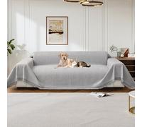 LiveGo Sofa Cover for 3 Seater, Chenille Non-Slip Slipcover for Sofa, All-Season Couch Cover for Dogs, Sofa Loveseat Covers Futon Cover L Shaped Sofa Cover with Tassel (Grey 180 * 300cm)