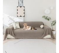LiveGo Sofa Cover for 3 Seater, Chenille Non-Slip Slipcover for Sofa, All-Season Couch Cover for Dogs, Sofa Loveseat Covers Futon Cover L Shaped Sofa Cover with Tassel (BH Brown, 180 * 300cm)