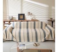 LiveGo Sofa Cover for 3 Seater, Chenille Non-Slip Slipcover for Sofa, All-Season Couch Cover for Dogs, Thick Plush Sofa Covers Futon Cover L Shaped Sofa Cover with Tassel (Plush Gray, 180 x 340 cm)