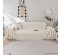 LiveGo Sofa Cover for 3 Seater, Chenille Non-Slip Slipcover for Sofa, All-Season Couch Cover for Dogs, Sofa Loveseat Covers Futon Cover L Shaped Sofa Cover with Tassel (BH Beige, 180 * 380cm)
