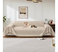 LiveGo Sofa Cover for 3 Seater, Chenille Non-Slip Slipcover for Sofa, All-Season Couch Cover for Dogs, Sofa Loveseat Covers Futon Cover L Shaped Sofa Cover with Tassel (Beige 180 * 300cm)