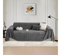 LiveGo Sofa Cover for 3 Seater, Rabbit Plush Fleece Chenille Non-Slip Slipcover for Sofa, All-Season Couch Cover for Dogs, Covers Futon Cover L Shaped Sofa Cover (Pumpkin Gray, 180 x 260 cm)