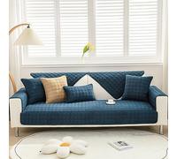 LiveGo Soft Corduroy Sofa Cover, Couch Covers for Sectional Non-Slip Sofa Covers 1 2 3 Seater, Corner Sofa Cover L Shape Slipcover for Dogs Cats Pet Seat Sofa Cushion (70 * 210CM, Dark Blue)