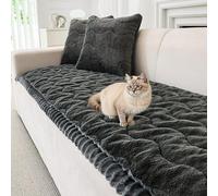 LiveGo Soft Plush Sofa Cover 1 2 3 Seater, New Non-Slip Sofa Covers, Couch Cover for Dogs, Sofa Cover L Shape Super Soft Faux Fur Sofa Slipcovers, Pets Mat (B-Dark Gray, 70 * 180CM)