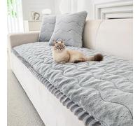 LiveGo Soft Plush Sofa Cover 1 2 3 Seater, New Non-Slip Sofa Covers, Couch Cover for Dogs, Sofa Cover L Shape Super Soft Faux Fur Sofa Slipcovers, Pets Mat (B-Light Gray, 70 * 210CM)