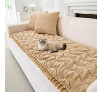 LiveGo Soft Plush Sofa Cover 1 2 3 Seater, New Non-Slip Sofa Covers, Couch Cover for Dogs, Sofa Cover L Shape Super Soft Faux Fur Sofa Slipcovers, Pets Mat (B-Light Coffee, 70 * 210CM)