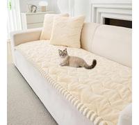LiveGo Soft Plush Sofa Cover 1 2 3 Seater, New Non-Slip Sofa Covers, Couch Cover for Dogs, Sofa Cover L Shape Super Soft Faux Fur Sofa Slipcovers, Pets Mat (B-Beige, 70 * 180CM)