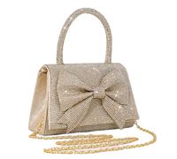 LiveGo Sparkly Evening Bag Clutch for Women, Elegant Wedding Purse with Rhinestone & Bow Decor, Prom Party Handbag for Bridal Engagement, Formal Dinner, Date Night, and Special Occasions