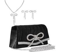 LiveGo Sparkly Rhinestone Clutch Purse for Women Girls, Bling Evening Bag Handbag for Wedding Prom Cocktail Party, Crystal Crossbody Shoulder Bag for Bride Bridesmaid Gift (Black C)