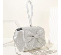 LiveGo Sparkly Rhinestone Clutch Purse for Women Girls, Bling Evening Bag Handbag for Wedding Prom Cocktail Party, Crystal Crossbody Shoulder Bag for Bride Bridesmaid Gift (Silver B)