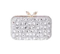 LiveGo Sparkly Rhinestone Clutch Purse for Women Girls, Bling Evening Bag Handbag for Wedding Prom Cocktail Party, Crystal Crossbody Shoulder Bag for Bride Bridesmaid Gift (Silver D)